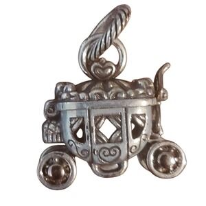 Cinderella Carriage Charm Sterling Silver Red Enamel Princess Jewelry‎ Pendant